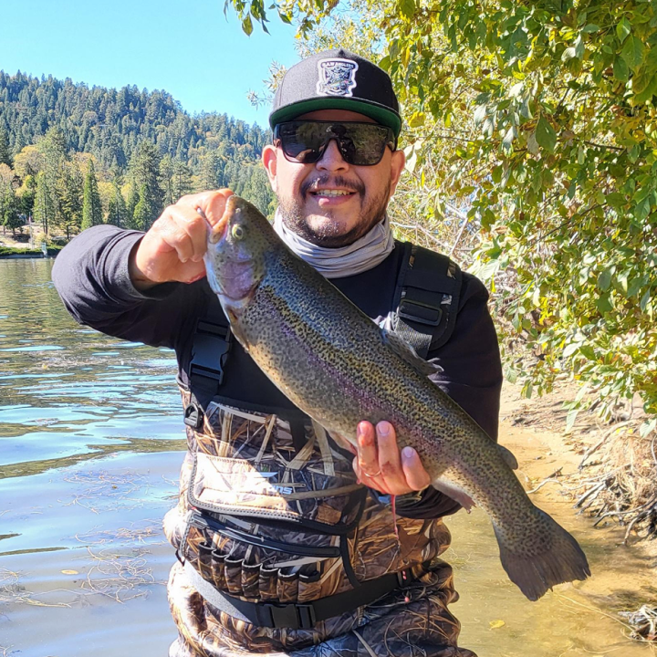 Luis with a beautiful rainbow at Lake Gregory